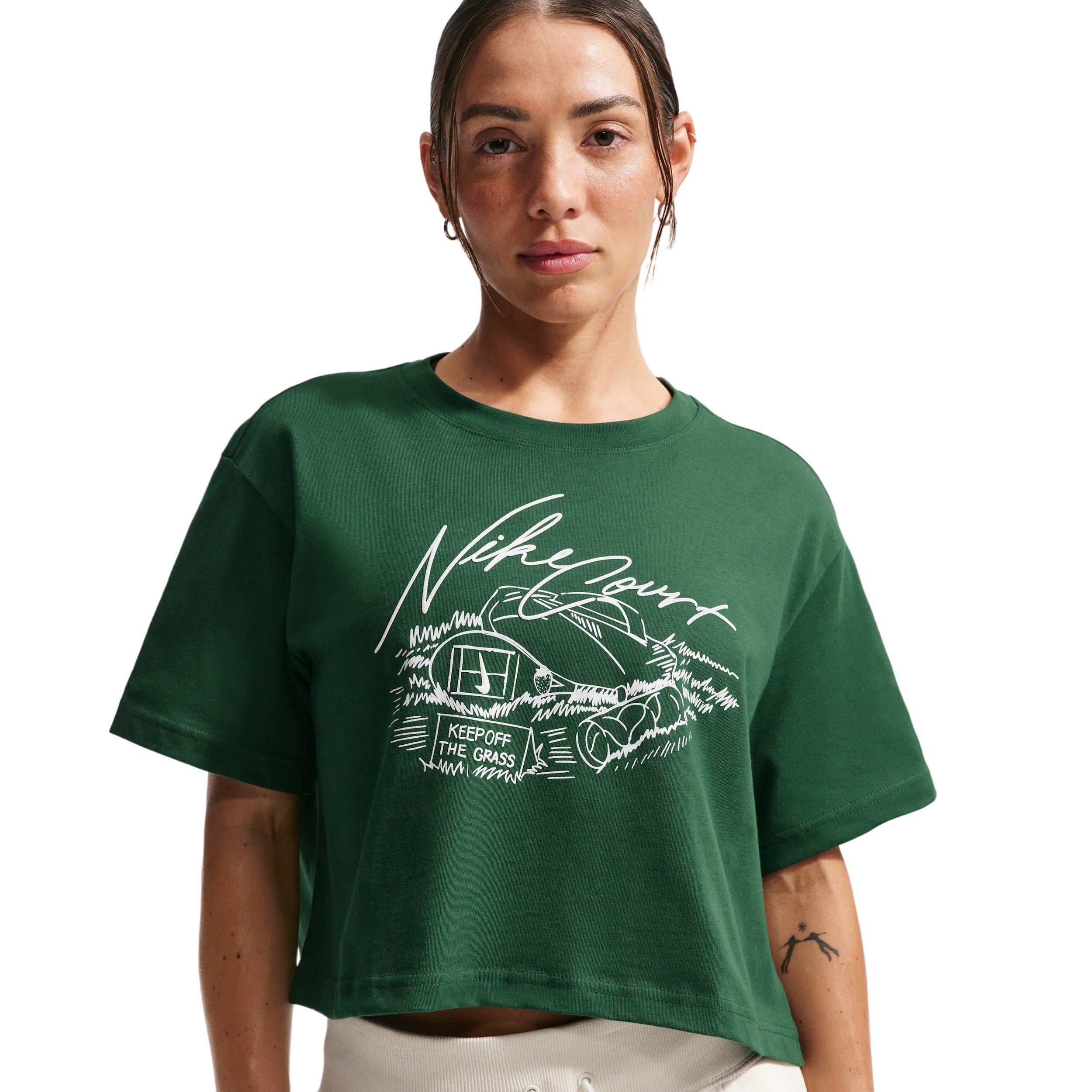 Nike Women's Cropped Tennis T-Shirt - GREEN